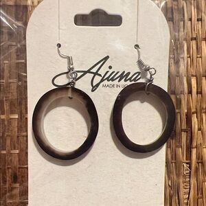 Ajuna Dark Brown Cow Horn Circle Earrings